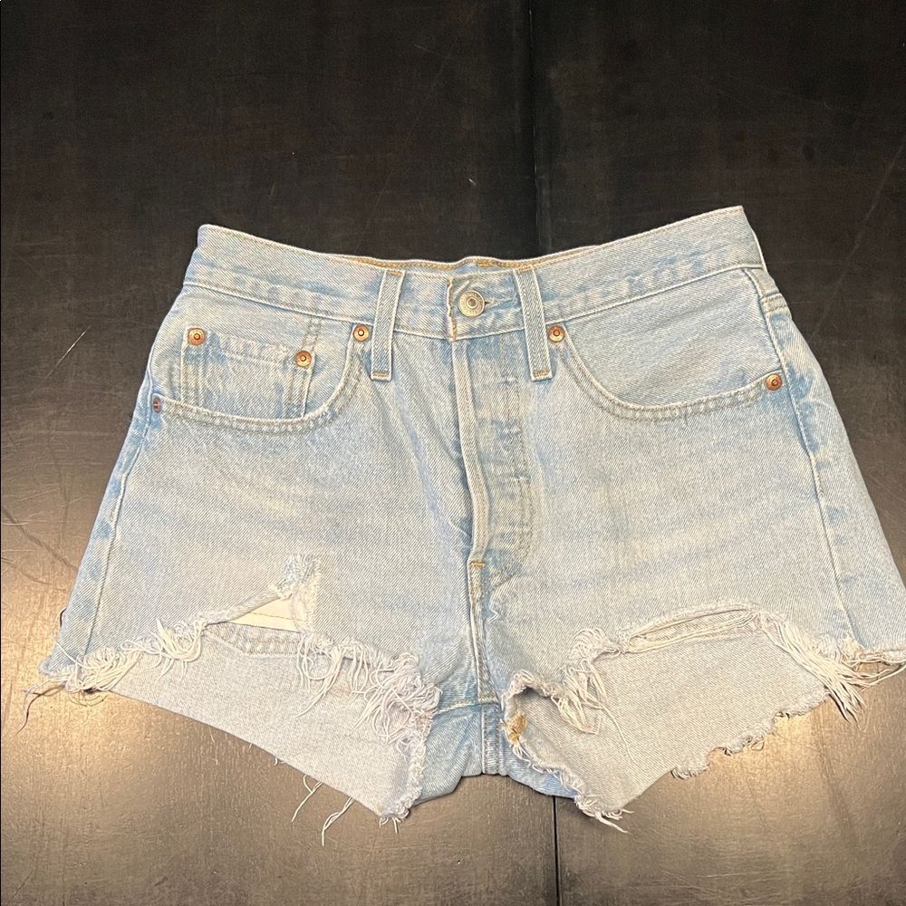 Levi's Light Blue Distressed Jean Shorts